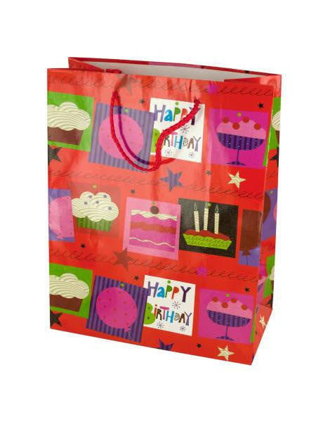 Medium Red Happy Birthday Gift Bag (Available in a pack of 24)