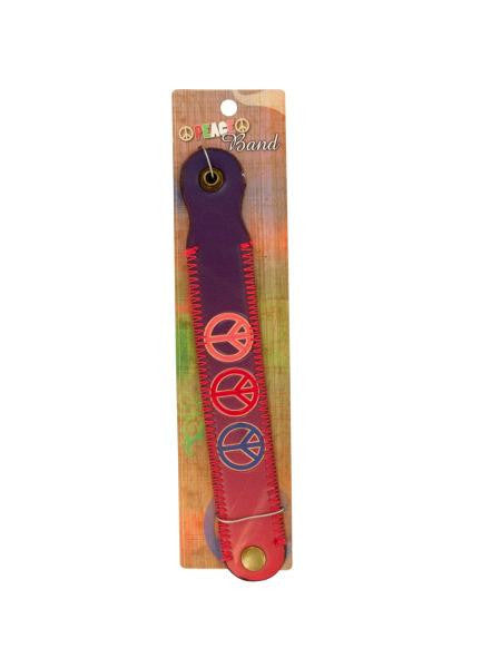 Peace Band Faux Leather Snap Bracelet (Available in a pack of 16)