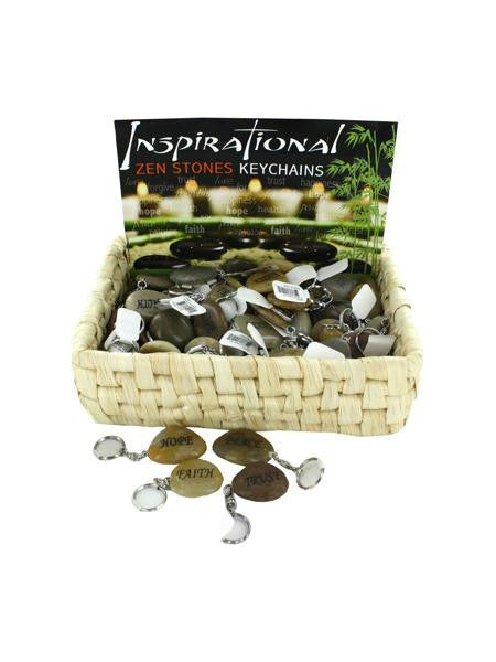 Inspirational Zen Stones Keychains Counter Top Display (Available in a pack of 72)