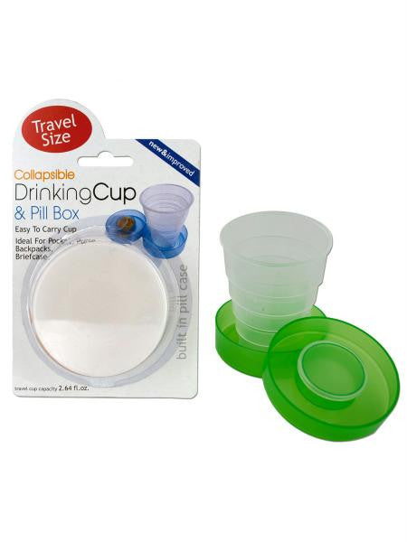 Collapsible Drinking Cup &amp; Pill Box (Available in a pack of 12)