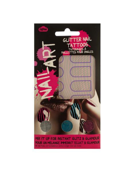 Striped Nail Art Glitter Nail Tattoos Kit (Available in a pack of 24)