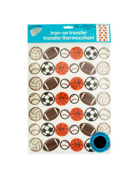 Iron-On Flocked Sports Balls Transfers (Available in a pack of 24)