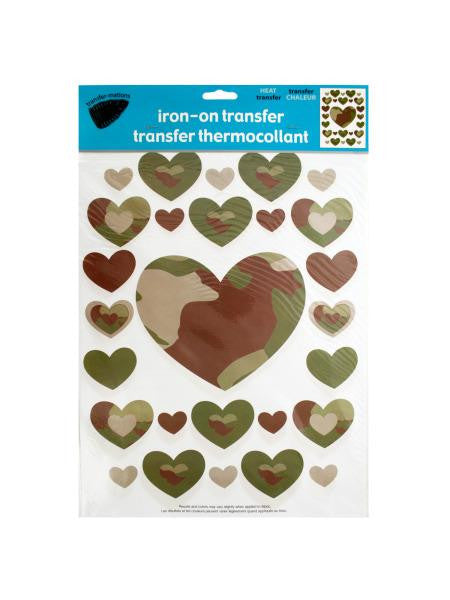 Iron-On Camouflage Hearts Transfers (Available in a pack of 24)