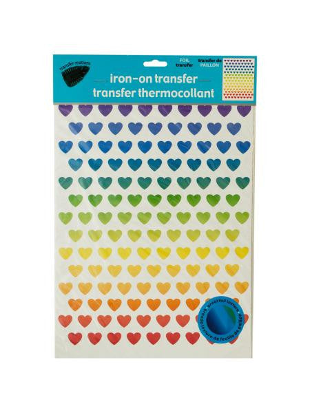 Iron-On Foil Rainbow Hearts Transfers Set (Available in a pack of 24)