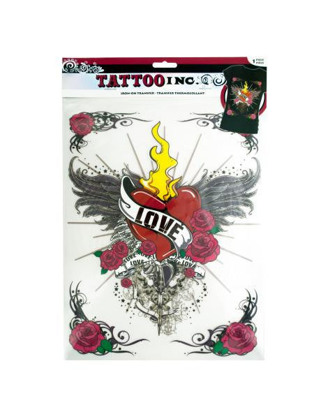 Iron-On Love with Wings Tattoo Transfer (Available in a pack of 30)