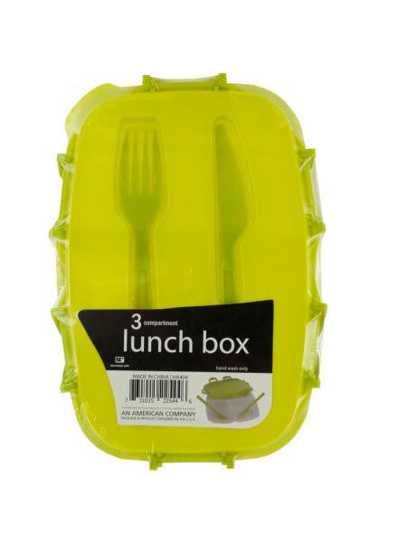 Divided Plastic Lunch Box with Fork &amp; Knife (Available in a pack of 6)