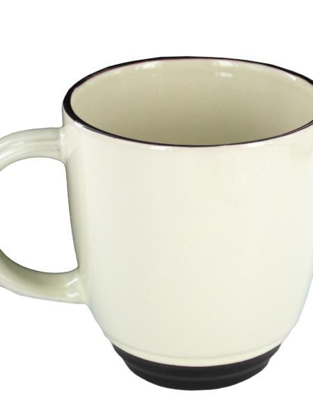 Almond &amp; Black Ceramic Bistro Mug (Available in a pack of 24)