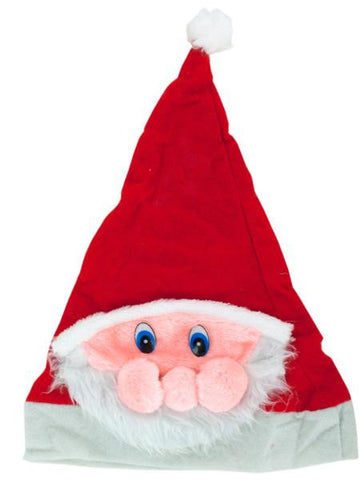 Santa Hat with Plush Santa Face (Available in a pack of 24)