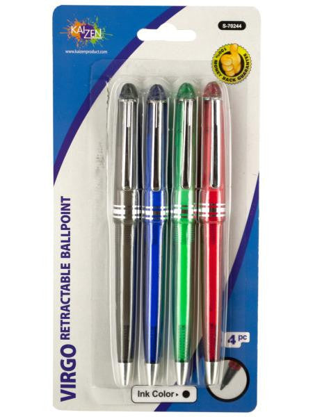 Retractable Black Ball Point Pens Set (Available in a pack of 24)