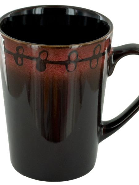 Brown &amp; Coral Shadow Ceramic Mug (Available in a pack of 24)