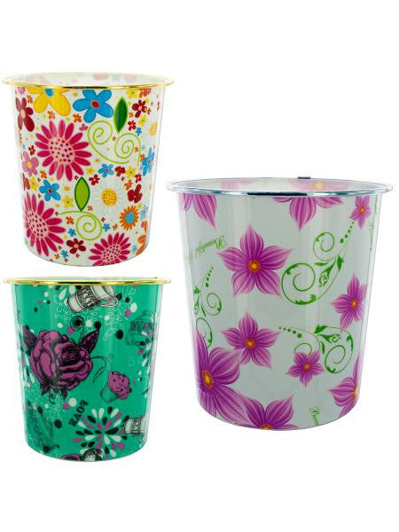 Round Floral Design Wastebasket (Available in a pack of 8)