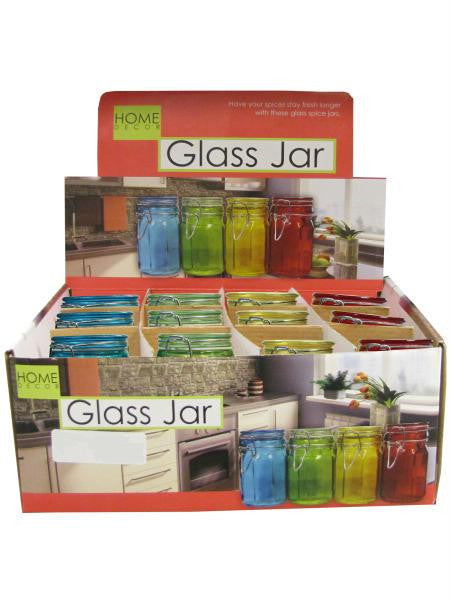 Colored Locking Glass Jar Countertop Display (Available in a pack of 24)