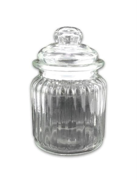 Clear Textured Glass Jar Countertop Display (Available in a pack of 12)