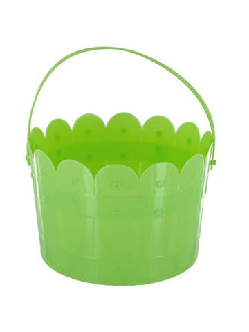 Green Scalloped Plastic Bucket with Handle (Available in a pack of 24)