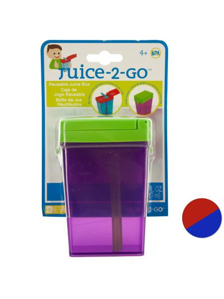 Juice-2-Go Reusable Juice Box with Straw (Available in a pack of 24)