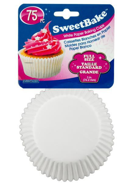 SweetBake Full Size White Paper Baking Cups (Available in a pack of 24)