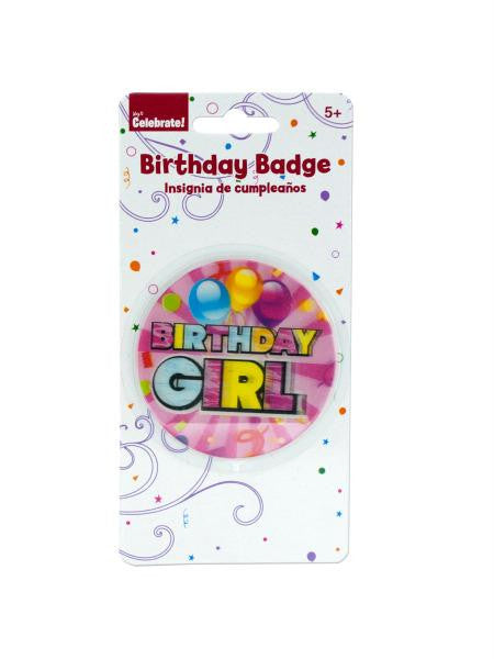 Holographic Girl Birthday Badge (Available in a pack of 24)