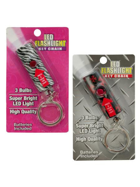 Patterned LED Flashlight Key Chain (Available in a pack of 24)