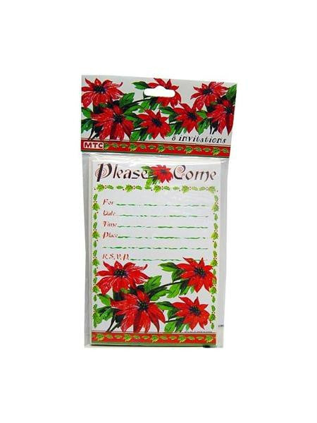 Poinsettia Invitations &amp; Envelopes (Available in a pack of 24)