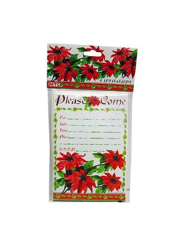 Poinsettia Invitations &amp; Envelopes (Available in a pack of 24)