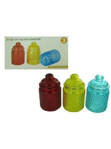 Lidded Glass Canisters with Lattice Texture (Available in a pack of 6)