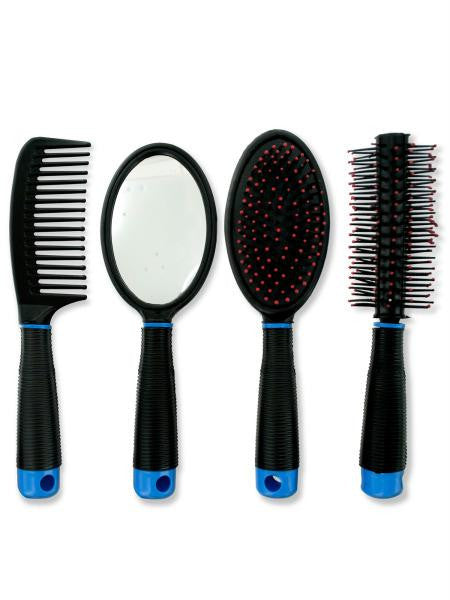 Hair Brush &amp; Comb Set with Mirror (Available in a pack of 8)