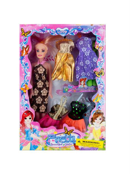 Fashion Doll with Dresses and Earrings (Available in a pack of 4)