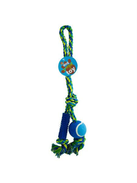 Dog Rope Toy with Ball &amp; Rubber Spikes (Available in a pack of 4)