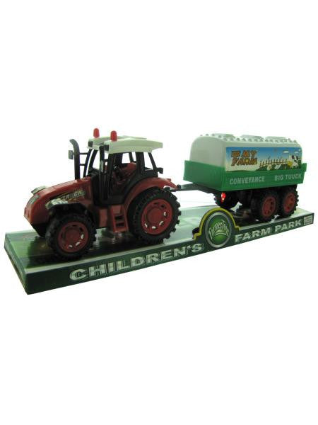 Friction Farm Tractor Truck and Trailer Set (Available in a pack of 3)