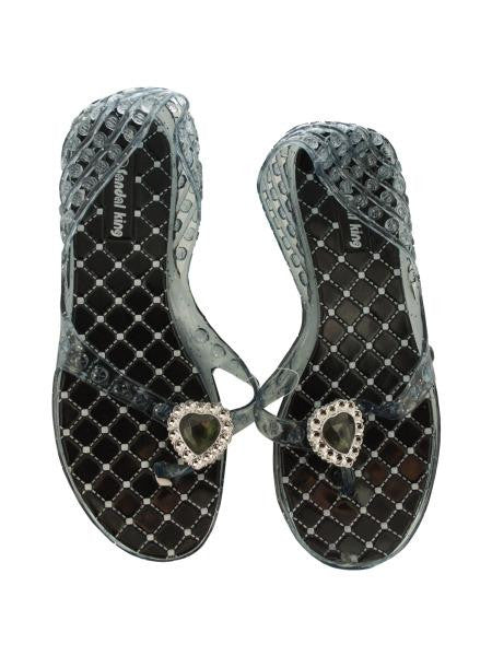 Ladies Glitter Jelly Sandals with Jeweled Hearts (Available in a pack of 24)