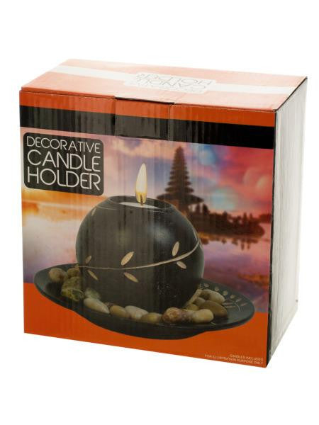 Decorative Round Candle Holder with Stones (Available in a pack of 1)