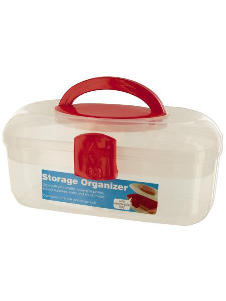 Storage Organizer Box with Handle &amp; Removable Tray (Available in a pack of 6)