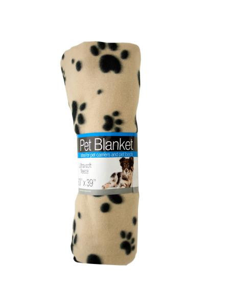 Fleece Paw Print Pet Blanket (Available in a pack of 4)