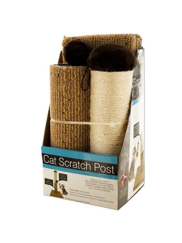 Multi-Textured Cat Scratch Post with Dangling Toy (Available in a pack of 1)