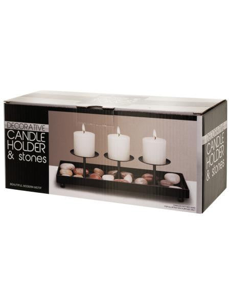 Decorative Metal Candle Holder &amp; Stones Set (Available in a pack of 1)