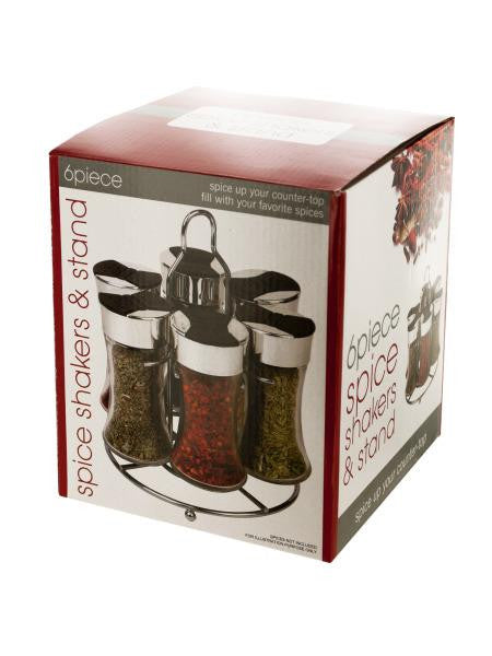 Glass Spice Shakers &amp; Stand Set (Available in a pack of 6)