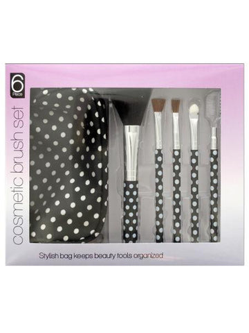 Polka Dot Cosmetic Brush Set with Stylish Bag (Available in a pack of 4)