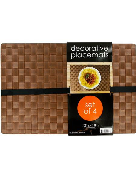 Decorative Wood Look Woven Placemat Set (Available in a pack of 1)