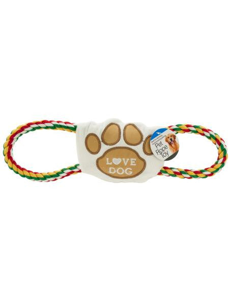 Dog Rope Squeak Toy with Paw Print Design (Available in a pack of 6)