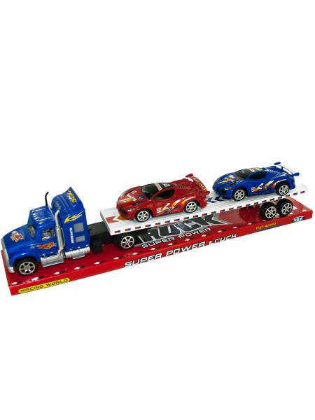 Friction Powered Semi Truck &amp; Race Cars Set (Available in a pack of 1)