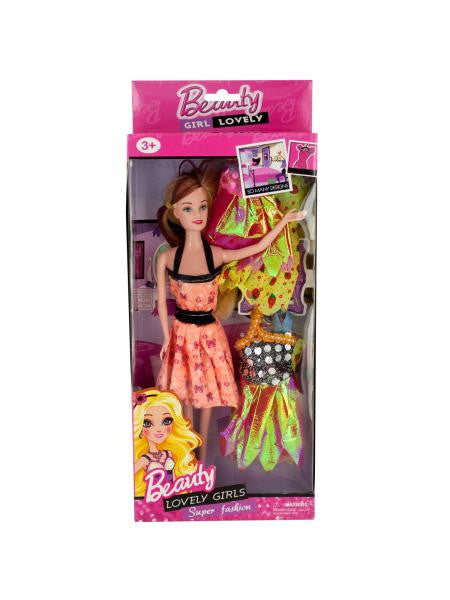 Fashion Doll with Bonus Dresses (Available in a pack of 6)