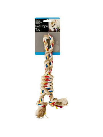 Colorful Knotted Pet Rope Toy with Handle (Available in a pack of 12)