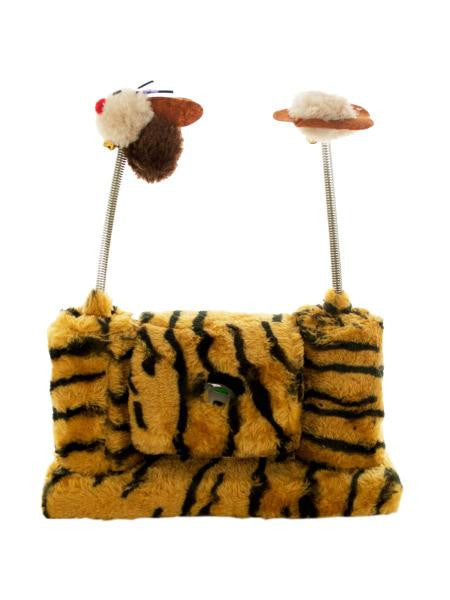 Faux Tiger Fur Cat Playset with Spring Toys (Available in a pack of 1)