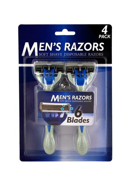 Men&#039;s 6 Blade Soft Shave Disposable Razors (Available in a pack of 4)