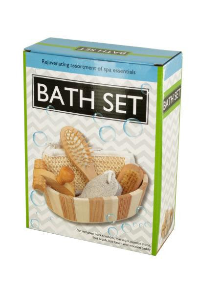 Essential Bath Set in Wooden Basket (Available in a pack of 1)