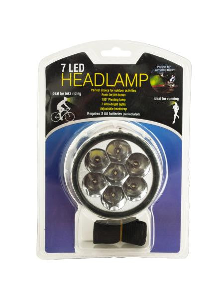 7 LED Pivoting Headlamp with Adjustable Strap (Available in a pack of 12)