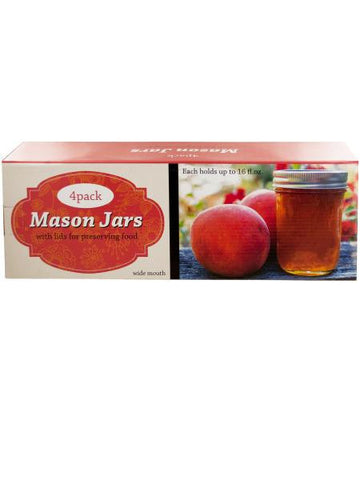 Wide Mouth Mason Jars with Lids Set (Available in a pack of 6)