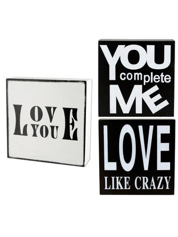 Love Theme Wood Block Sign (Available in a pack of 6)