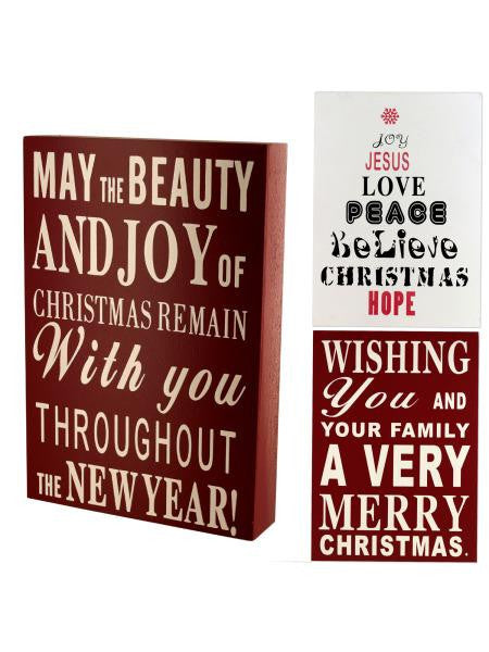 Wood Block Christmas Sign (Available in a pack of 6)