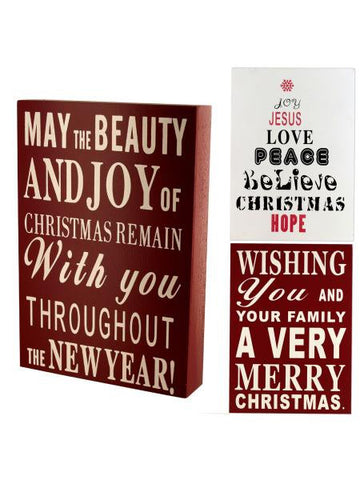 Wood Block Christmas Sign (Available in a pack of 6)